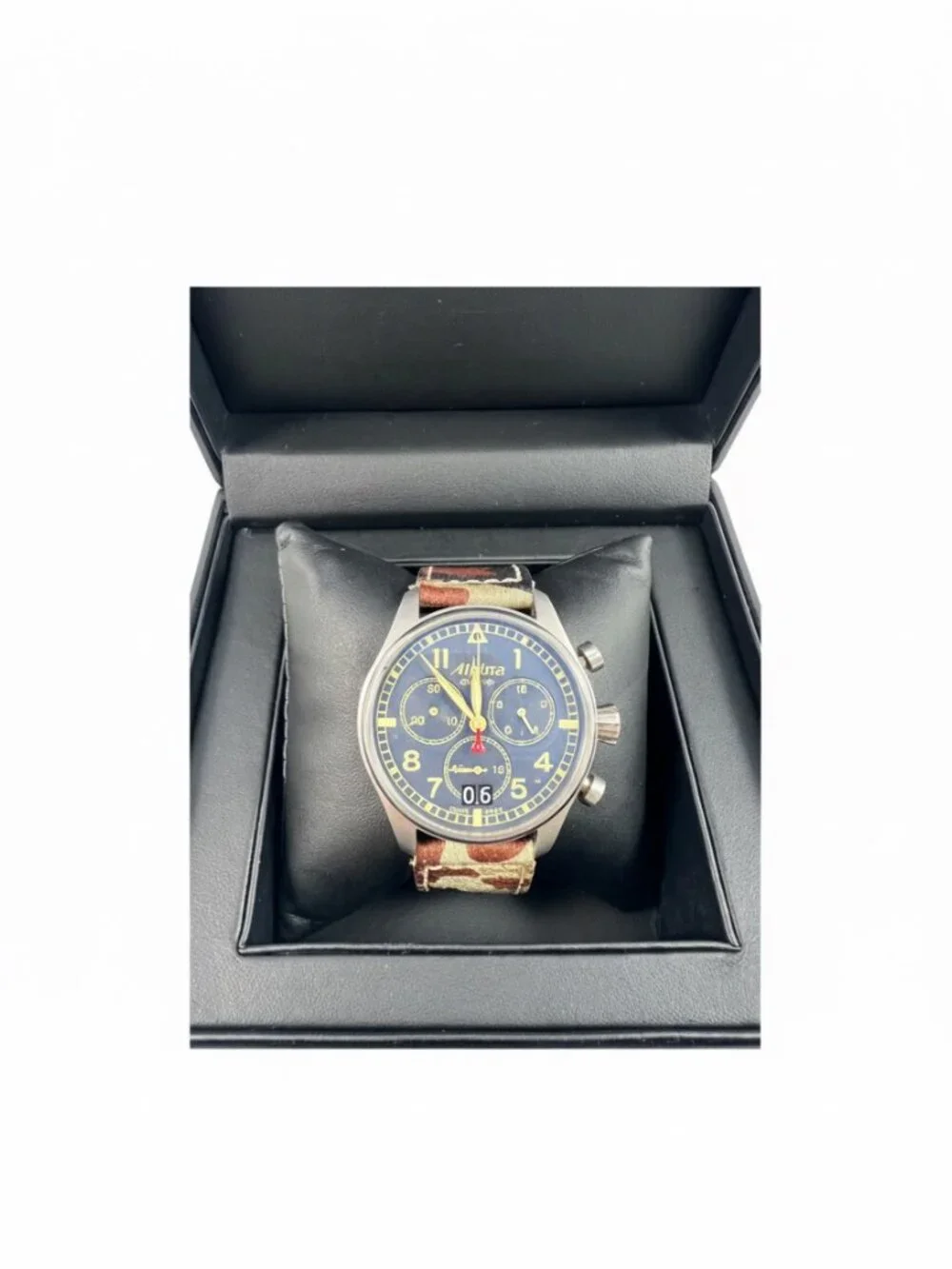 Alpina Startimer Pilot Chronograph Camo Swiss Watch w/ Box & Extra Strap